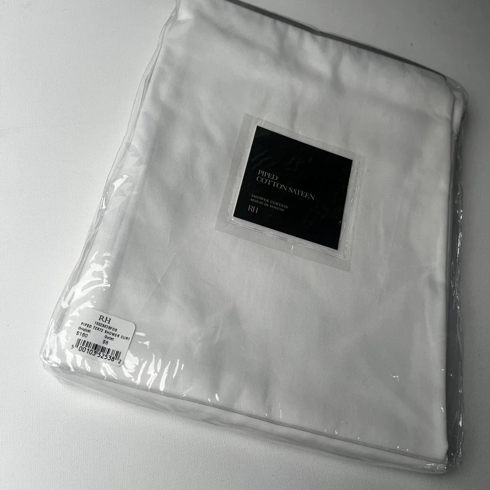 RH Restoration Hardware Piped Cotton Sateen Shower Curtain 72x72 Fog 10026078FOG